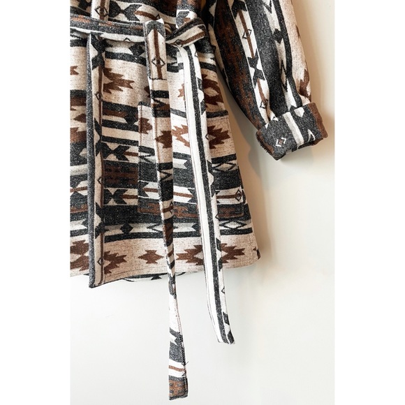 Handmade Southwestern Print Hooded Robe Jacket - Picture 12 of 16